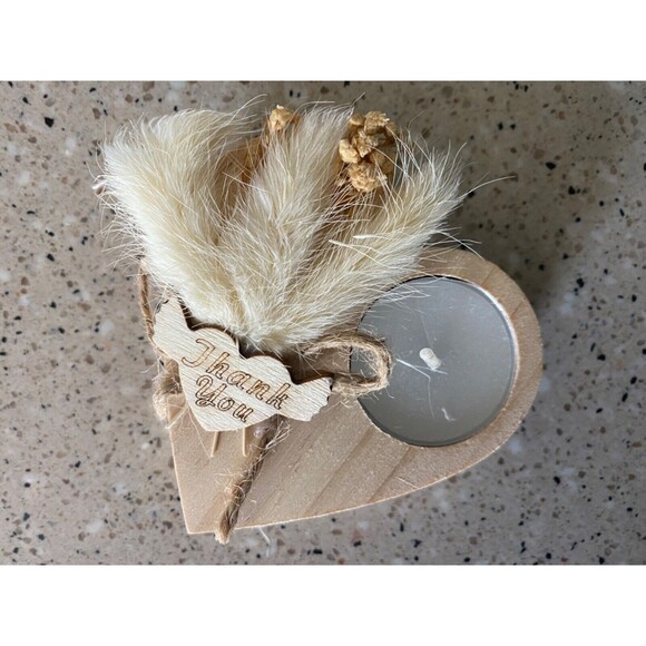 50 Thank You Votives Wooden Heart Rustic Wedding Party Shower Favors Gifts Decor - Picture 4 of 10